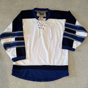 TROY Winnipeg Jets Colors Blank Hockey Jersey Youth Juniors Size L/XL White